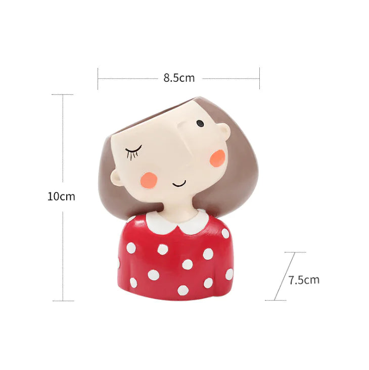 Cartoon Girl Succulent Planter - Cute Home Decor