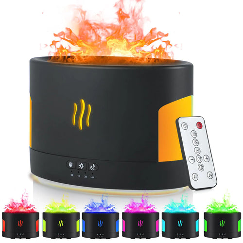 LOVME 450ML Flame Diffuser-Essential Oil Diffuser-Volcano Diffuser-with Remote Control Bluetooth Speaker & White Noise Function Flame humidifier fire Diffuser for Bedroom Home Office Yoga Gym