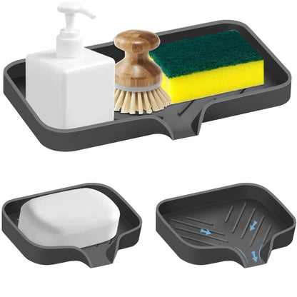 Kitchen Sink Tray3 Pcs Silicone Sponge Holder for Kitchen Sink Organizer Kitchen Soap Tray Self Draining Soap Dish for Bathroom