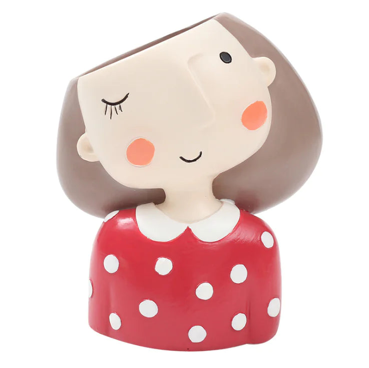 Cartoon Girl Succulent Planter - Cute Home Decor